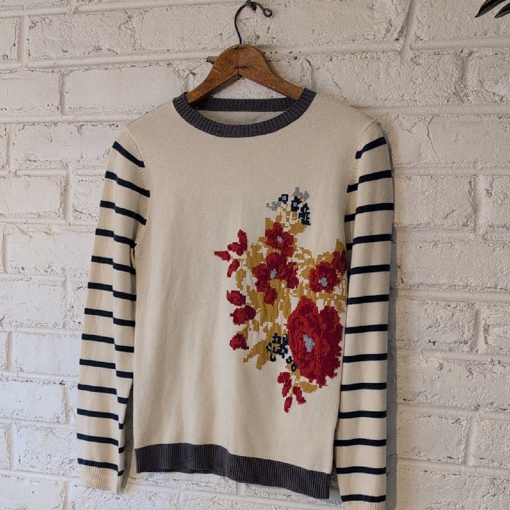 Persnickety Ivory and Navy Striped Top